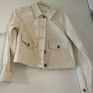 LC Lauren Conrad NEW without tags White Denim Nepp Shacket Jacket Sz XS